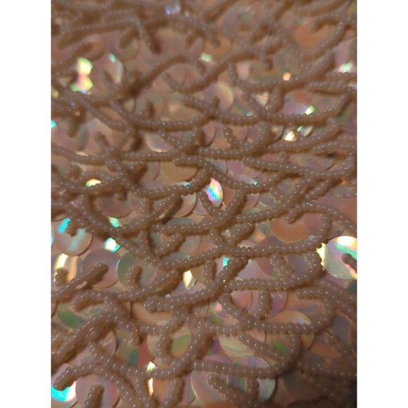 Clutch Evening Bag White Bead Sequin Vintage Wire Strap Hong Kong - Picture 4 of 10